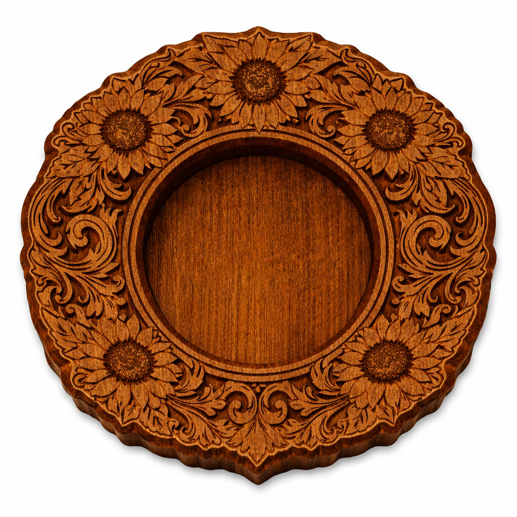 10 inch detailed carved Sunflower